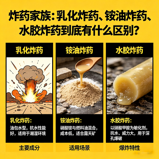 师宗炸药家族：乳化炸药、铵油炸药、水胶炸药到底有什么区别？